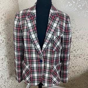 WHITE PLAID BLAZER