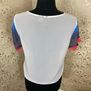 Clear Sequins Overlay Top w/Rainbow Colors: Size L (Fixer Upper/Imperfect)