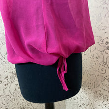 Load image into Gallery viewer, Sheer Hot Pink Blouse with Black Sequin Shoulders: Large
