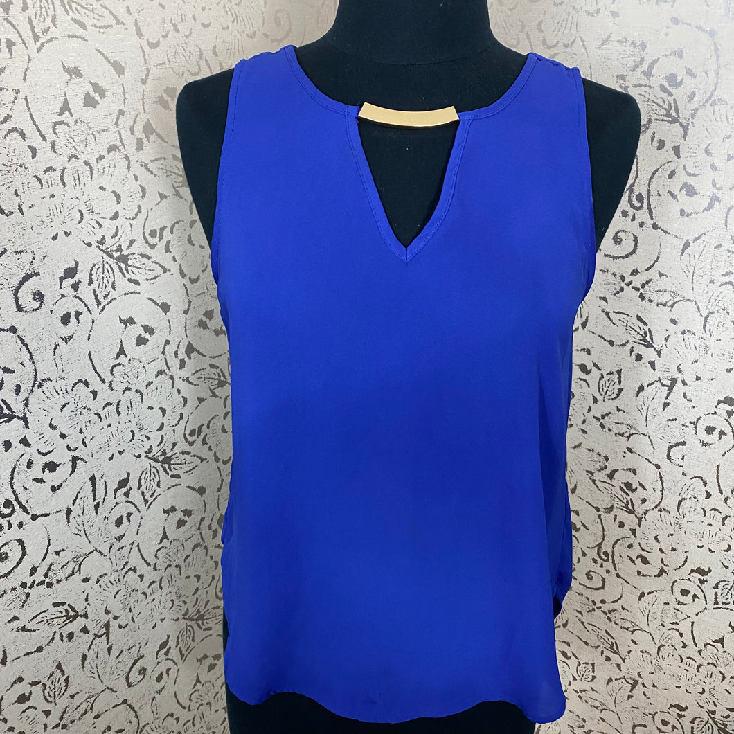 Deep Blue/Purple Blouse with Draped Back: Medium