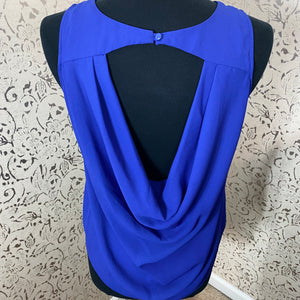 Deep Blue/Purple Blouse with Draped Back: Medium