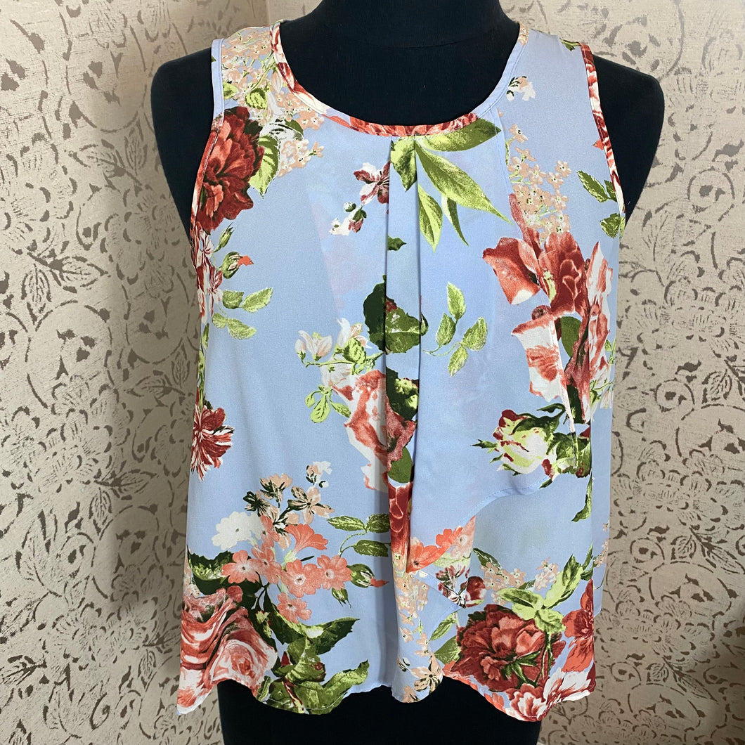 Blue Floral Blouse: Small