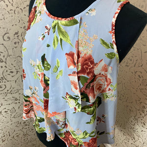 Blue Floral Blouse: Small