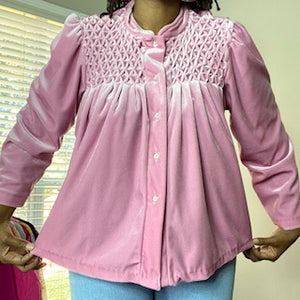 VINTAGE STYLED BY SAYBURY VELVETY PINK SOFT BABYDOLL BLOUSE: Size Medium