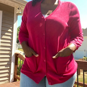 HOT PINK SWEATER CARDIGAN: Size L/XL