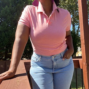 PINK POLO-TYPE SHIRT: Size Small/Petite