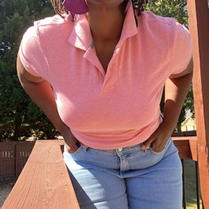 PINK POLO-TYPE SHIRT: Size Small/Petite