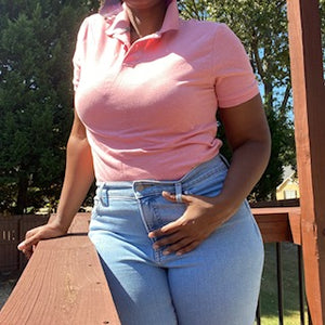 PINK POLO-TYPE SHIRT: Size Small/Petite