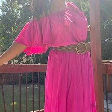 Load image into Gallery viewer, PINK RUFFLED BOHEMIAN MAXI DRESS: Size 16/18
