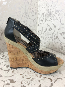 JESSICA SIMPSON CORK WEDGES W/STUDS: Size  8.5 (Imperfect)