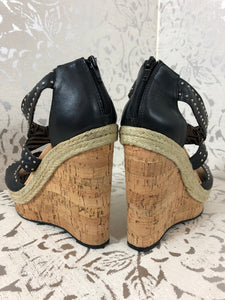 JESSICA SIMPSON CORK WEDGES W/STUDS: Size  8.5 (Imperfect)