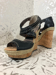 JESSICA SIMPSON CORK WEDGES W/STUDS: Size  8.5 (Imperfect)