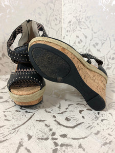 JESSICA SIMPSON CORK WEDGES W/STUDS: Size  8.5 (Imperfect)