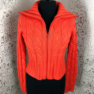 ZIP UP ORANGE SWEATER: Size L