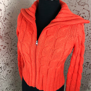 ZIP UP ORANGE SWEATER: Size L