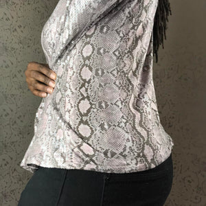 PINK SNAKEPRINT SEQUIN SHIRT: SIZE XL