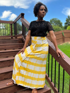 YELLOW TIE DIE WRAP SKIRT: Size: 2XL