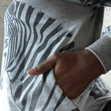 Load image into Gallery viewer, ZEBRA SWEATSHIRT WITH POCKETS: SIZE - FITS LIKE A LARGE
