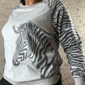 ZEBRA SWEATSHIRT WITH POCKETS: SIZE - FITS LIKE A LARGE